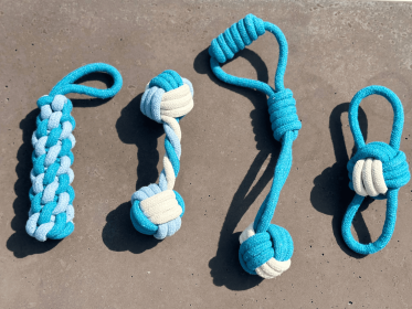 Handmade Sustainable Rope Toys 4 Pc Set, Rope Chew Toys (Option: CSCORD266)
