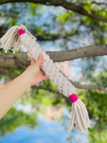 Large Cream White Handmade Macrame Candy Rope for Big Dogs (Option: CSCORD311)