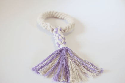 Macrame Dog Rope Toy for Puppies | Tug  Toys Purple and Whit (Option: CSCORD333)