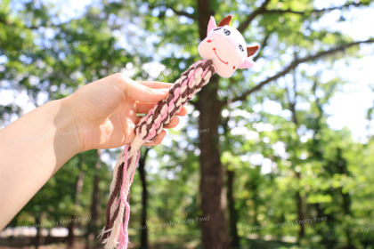 Eco- Cow Dog Rope Plush Squeaky Toy (Style: CSCORD53)