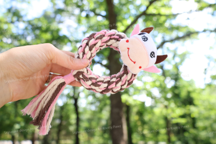 Eco-Cow Dog Rope Toy| Macrame Dog Tug Toys | Dog Chew Toys (Style: CSCORD60)