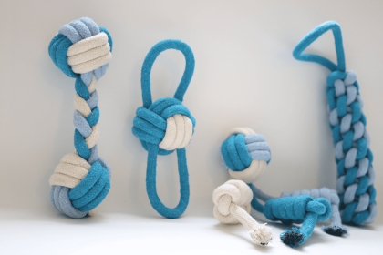 Eco-friendly Blue and White Rope Dog Toys 4 Set (Style: CSCORD70)