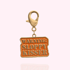 "Warning: Sloppy Kisser" Dog Collar Charm (Option: Gold)