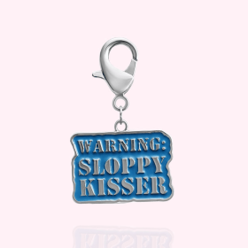 "Warning: Sloppy Kisser" Dog Collar Charm (Option: Silver)
