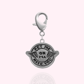 "Pet Me or I'll Bite You" Dog Collar Charm (Option: Silver)