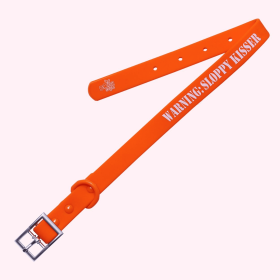 "Warning: Sloppy Kisser" Orange Silicone Collar (size: medium)