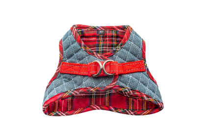 Step-In Denim Harness (Color: Denim & Red Plaid, size: small)