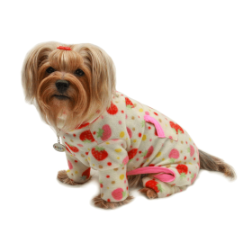 Yummy Strawberry Fleece Turtleneck Pajamas (Bandana Size: S/M - 18in x 10in)