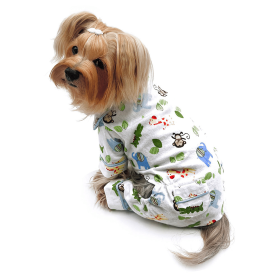 Zoo Animals Flannel Pajamas with 2 Pockets (Bandana Size: S/M - 18in x 10in)