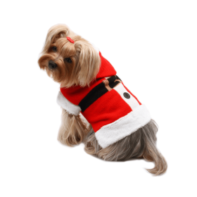 Santa Hooded Sweater with Soft Fur Trims (Style: Cloth Martingale, size: XL (14-23"))