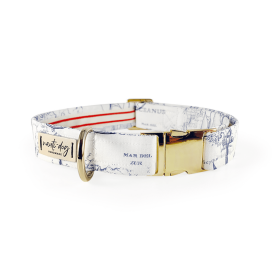 Carta Marina Light Vintage Nautical Toile Buckle & Martingale Dog Collar (Style: Buckle, size: S (9-14"))