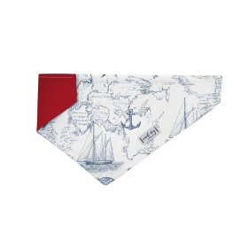 Carta Marina Light Vintage Nautical Toile Over-the-collar Dog Bandana (size: M (16x7.5"))