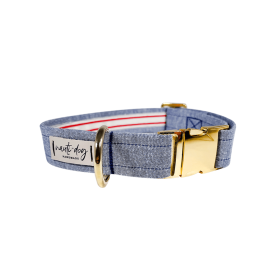 Chambray Classic Oxford Buckle & Martingale Dog Collar (Style: Buckle, size: S (9-14"))