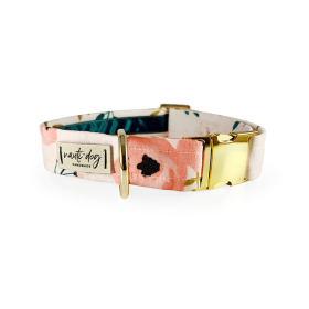 Charleston Blush Floral Tea Rose Buckle & Martingale Dog Collar (Style: Buckle, size: M (14-18"))