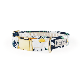 Daisy Summer Navy Floral Buckle & Martingale Dog Collar (Style: Cloth Martingale, size: XL (14-23"))