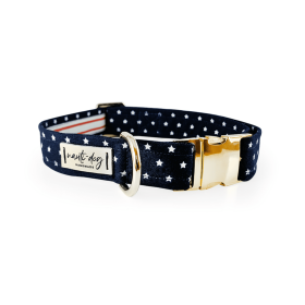 Independence Patriotic American Star Navy Buckle & Martingale Dog Collar (Style: Chain Martingale, size: S (9-14"))