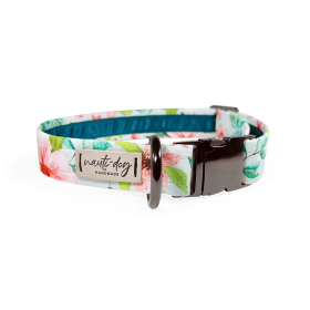 Magnolia Watercolor Spring Floral Buckle & Martingale Dog Collar (Style: Cloth Martingale, size: L (14-21"))