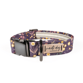 Meadow Plum Floral Buckle & Martingale Dog Collar (Style: Buckle, size: XL (14-23")