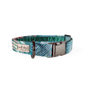 Palmetto Hand-dyed Watercolor Palm Leaf Buckle & Martingale Dog Collar (Style: Chain Martingale, size: L (14-21"))