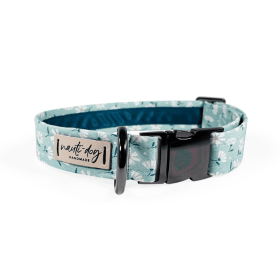 Paperwhite Sea Glass Green Daisy Floral Buckle & Martingale Dog Collar (Style: Buckle, size: M (14-18"))