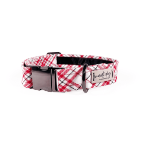 Scarlett Peppermint Woven Plaid Buckle & Martingale Dog Collar (Style: Buckle, size: XS (6-9"))