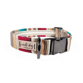 Serape Southwestern Woven Stripe Buckle & Martingale Dog Collar (Style: Chain Martingale, size: L (14-21"))