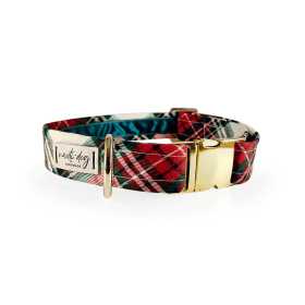 Sullivan Christmas Scottish Red & Green Tartan Plaid Buckle & Martingale Collar (Style: Buckle, size: L (14-21"))