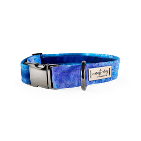 Surf Hand-dyed Batik Blue & Purple Bubble Buckle & Martingale Dog Collar (Style: Buckle, size: S (9-14"))