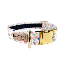 Tulip Summer Floral Buckle & Martingale Dog Collar (Style: Cloth Martingale, size: L (14-21"))