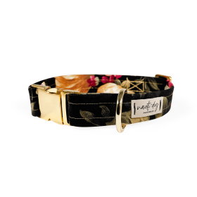 Victoria Vintage Victorian Floral Buckle & Martingale Dog Collar (Style: Cloth Martingale, size: XL (14-23"))