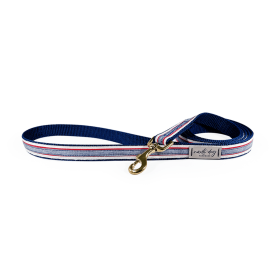 Chambray Classic Oxford Ribbon Dog Leash (Hardware Color: Black Gunmetal)