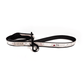 Elderberry Silver Fall Mod Floral Ribbon Dog Leash (Hardware Color: Gold)