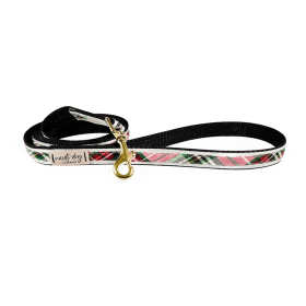 Sullivan Christmas Scottish Red & Green Tartan Plaid Ribbon Dog Leash (Hardware Color: Gold)