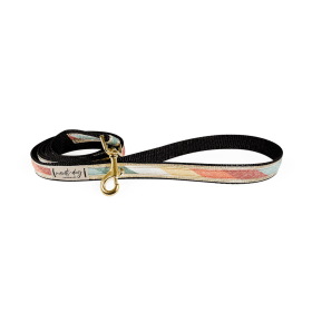 Sunset Retro-Mod Stripe Ribbon Dog Leash (Hardware Color: Black Gunmetal)