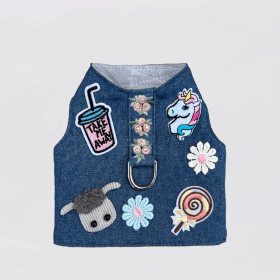 Cool Pup Dog Harness (Color: blue-flowers, size: BarkFifthAve6267)