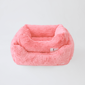 Cuddle Dog Bed (Color: Peach, size: LG)