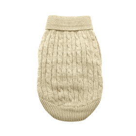 Combed Cotton Cable Knit Dog Sweater (Color: Oatmeal, size: large)