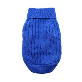 Combed Cotton Cable Knit Dog Sweater (Color: Riverside Blue, size: large)