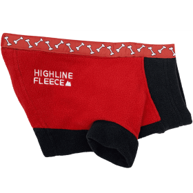 Highline Fleece Dog Coat (Color: Red and Black with Rolling Bones, size: Size 14)