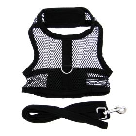 Cool Mesh Dog Harness with Leash (Color: Solid Black, size: large)