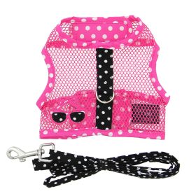 Cool Mesh Dog Harness Under the Sea Collection (Color: Sunglasses Pink and Black Polka Dot, size: small)