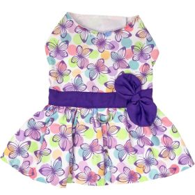 Purple Butterfly Dog Dress with Matching Leash (size: small)