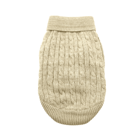 Combed Cotton Cable Knit Dog Sweater (Color: Oatmeal, size: small)