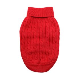 Combed Cotton Cable Knit Dog Sweater (Color: Fiery Red, size: small)