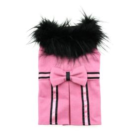 Wool Fur-Trimmed Dog Harness Coat (Color: Pink, size: medium)